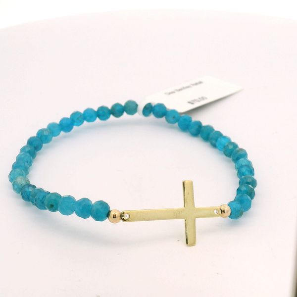 APATITE V GOLD FILLED CROSS 4MM DEE BERKLEY BRACELET Erickson Jewelers Iron Mountain, MI