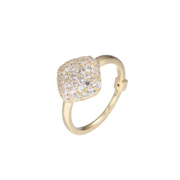 Sterling Silver with Yellow Gold Plating Cushion Shaped Cubic Zirconia Cluster Ring Erickson Jewelers Iron Mountain, MI