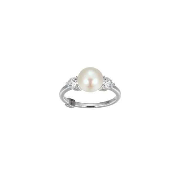 Sterling Silver Majestic Pearl and Cubic Zirconia Ring Erickson Jewelers Iron Mountain, MI