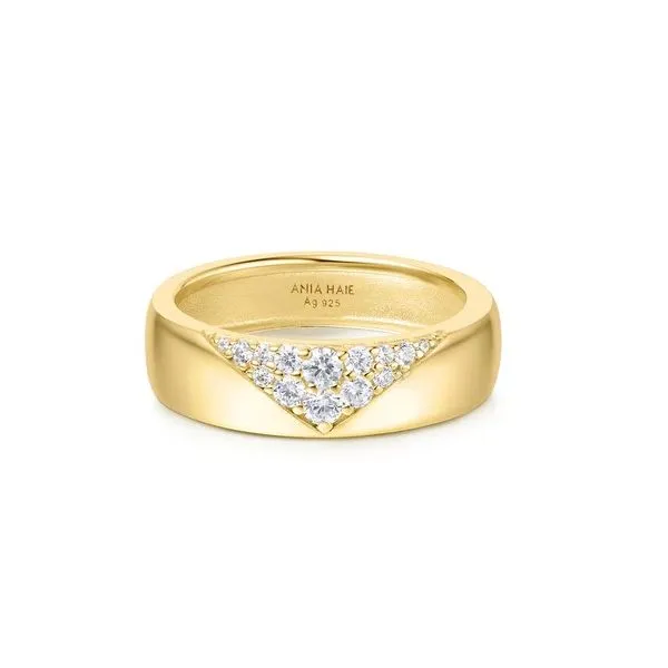 Sterling Silver with Yellow Gold Plating Pave Cubic Zirconia Bold Band Erickson Jewelers Iron Mountain, MI