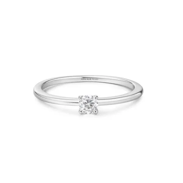 Sterling Silver Classic Slim Stackable Ring with Cubic Zirconia Center Erickson Jewelers Iron Mountain, MI