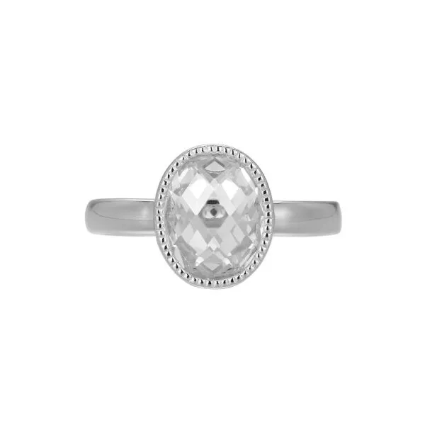 Sterling Silver Bezel Set Oval Cubic Zirconia Solitaire Ring Erickson Jewelers Iron Mountain, MI