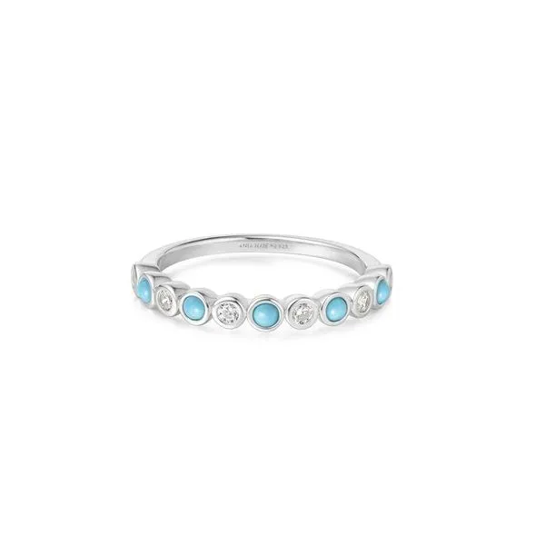 Sterling Silver Turquoise and Cubic Zirconia Ring Erickson Jewelers Iron Mountain, MI