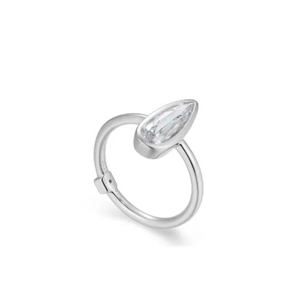 Sterling Silver Bezel Set Pear Cubic Zirconia Solitaire Ring Erickson Jewelers Iron Mountain, MI