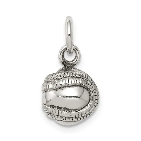 3D Baseball Charm with Antique Finish Erickson Jewelers Iron Mountain, MI