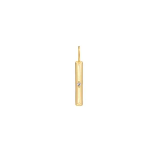 Sterling Silver and Yellow Gold Plated Bar CZ Charm Erickson Jewelers Iron Mountain, MI