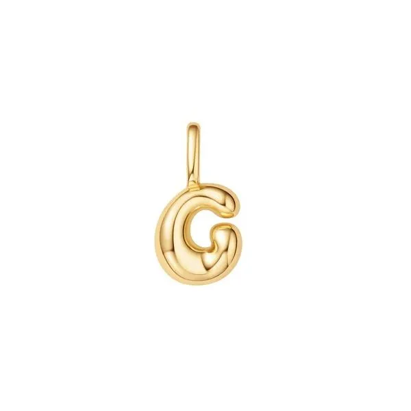 Sterling Silver Yellow Gold Plated Bubble Initial Charm Erickson Jewelers Iron Mountain, MI