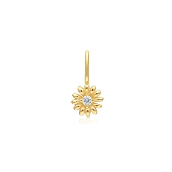 Sterling Silver and Yellow Gold Plated Daisy CZ Charm Erickson Jewelers Iron Mountain, MI