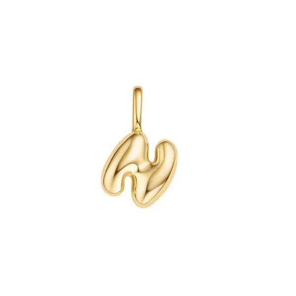 Sterling Silver Yellow Gold Plated Bubble "N" Initial Charm Erickson Jewelers Iron Mountain, MI