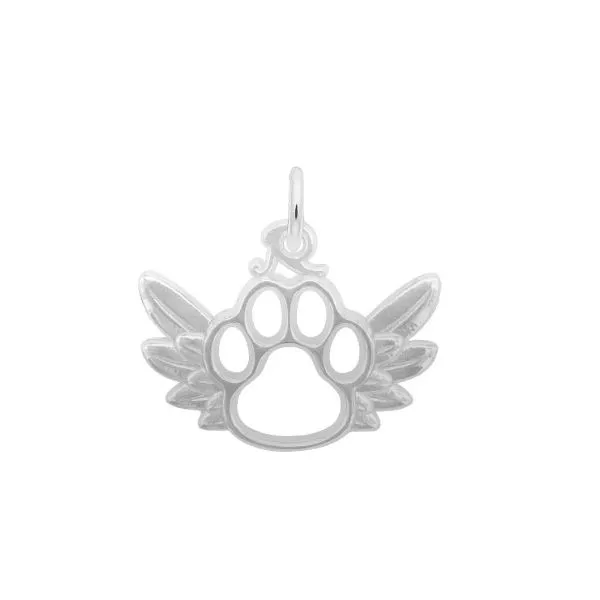 Silver Paw Print with Wings Charm Erickson Jewelers Iron Mountain, MI