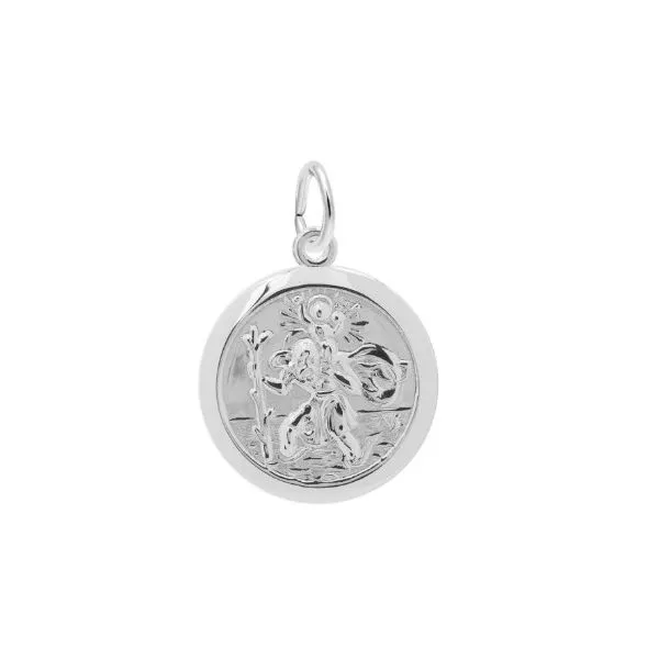 Silver St. Christopher Round Disk Charm Erickson Jewelers Iron Mountain, MI