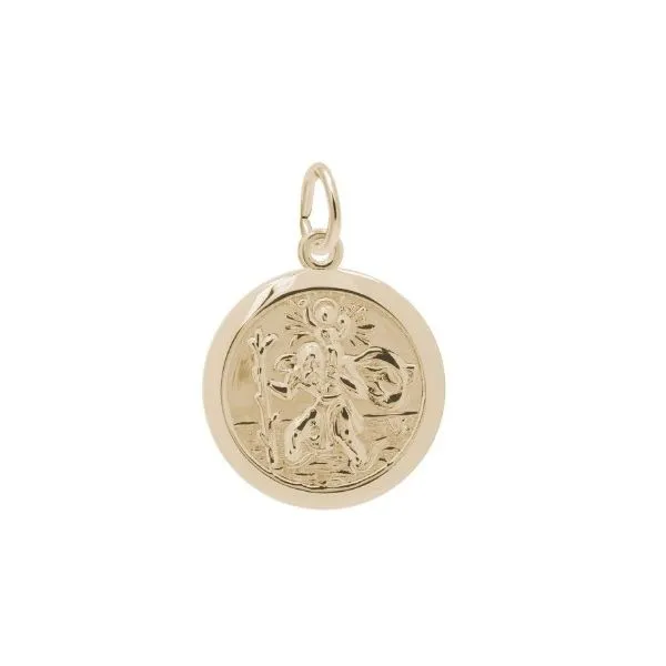 Silver St. Christopher Round Disk Charm Erickson Jewelers Iron Mountain, MI