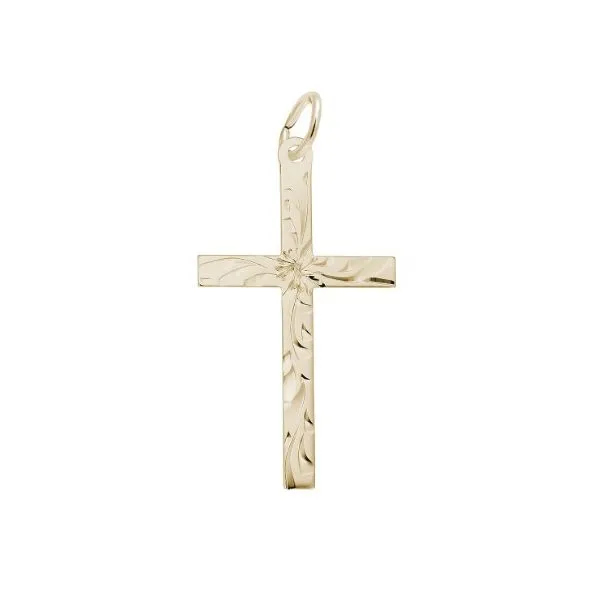 Sterling Silver Diamond Cut Cross Charm Erickson Jewelers Iron Mountain, MI