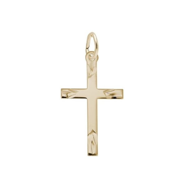 Silver Engraved Detail Ends Cross Charm Erickson Jewelers Iron Mountain, MI