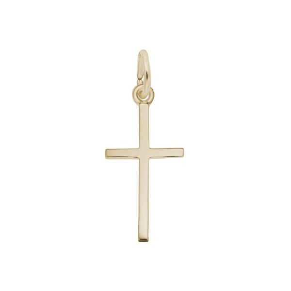 Sterling Silver Cross Charm with Yellow Gold Plating Erickson Jewelers Iron Mountain, MI