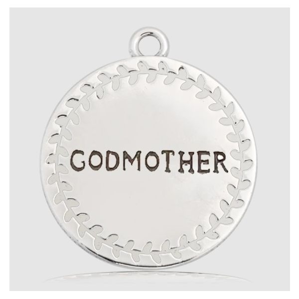 Sterling Silver Godmother Disk Charm Erickson Jewelers Iron Mountain, MI