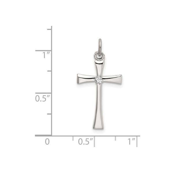 Sterling Silver Cubic Zirconia Cross Charm Erickson Jewelers Iron Mountain, MI