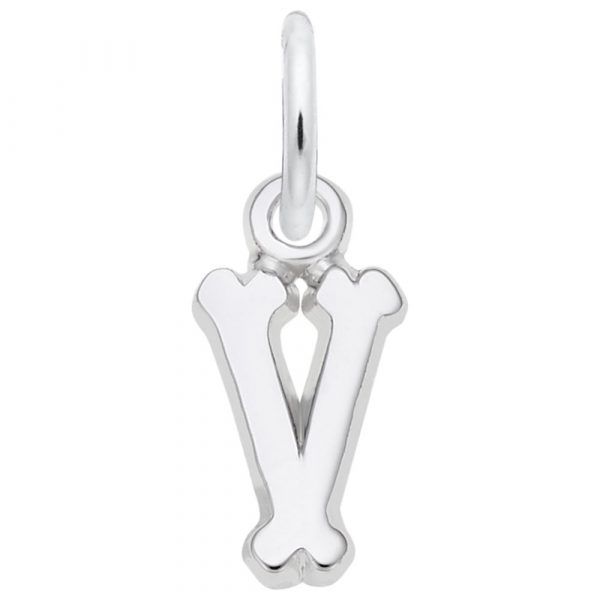 Sterling Silver Small Initial V Charm Erickson Jewelers Iron Mountain, MI