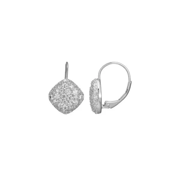 Sterling Silver Cubic Zirconia Cluster Drop Earrings Erickson Jewelers Iron Mountain, MI