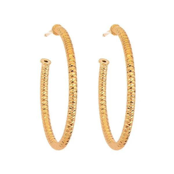 Sterling Silver Yellow Gold Plated Sparkle Hoops Erickson Jewelers Iron Mountain, MI