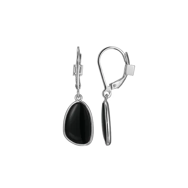 Sterling Silver Drop Earrings with Black Agate Stones Erickson Jewelers Iron Mountain, MI
