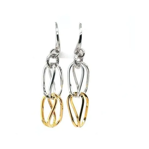 Sterling Silver Extravaganza Dangle Earrings with Yellow Gold Plating Erickson Jewelers Iron Mountain, MI