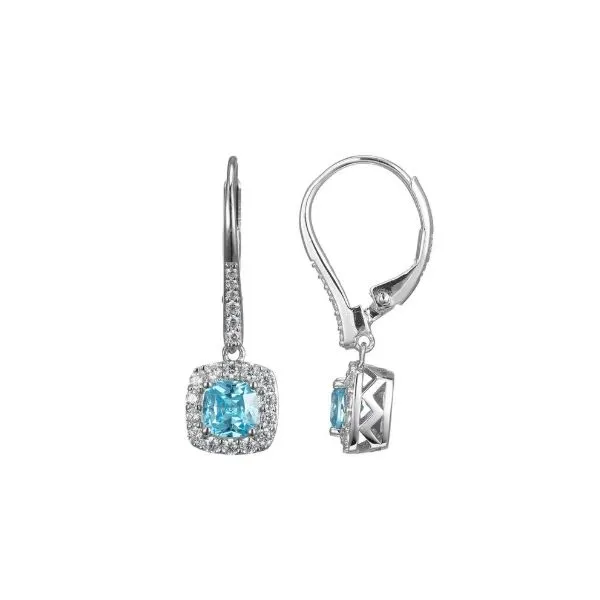 Sterling Silver Cubic Zirconia Dangle Halo Earrings Erickson Jewelers Iron Mountain, MI