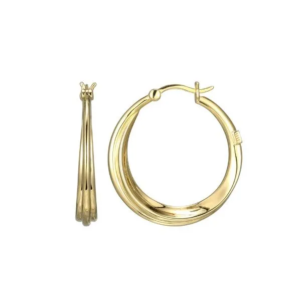 Sterling Silver Yellow Gold Plated Tapered Hoop Earrings Erickson Jewelers Iron Mountain, MI