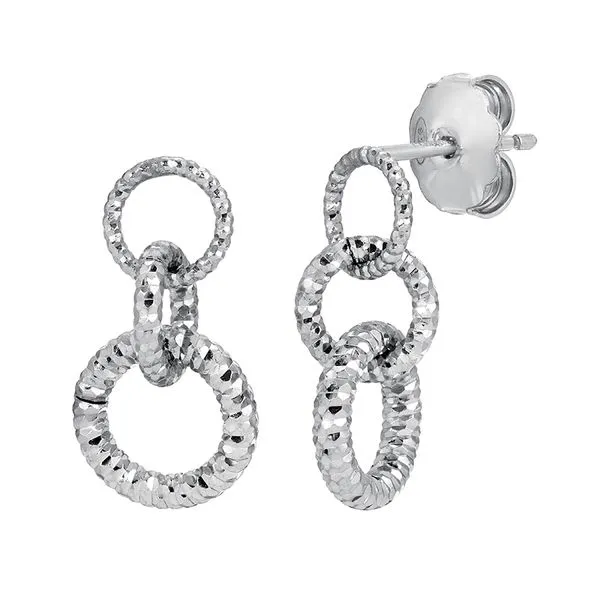 Sterling Silver Single Sparkle Circle Dangle Earrings Erickson Jewelers Iron Mountain, MI