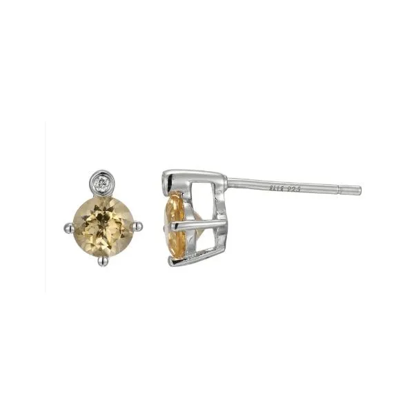 Sterling Silver Citrine and Lab Grown Diamond Stud Earrings Erickson Jewelers Iron Mountain, MI