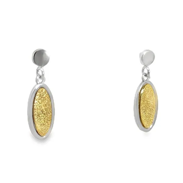 Sterling Silver Applique Drop Oval Earrings Erickson Jewelers Iron Mountain, MI