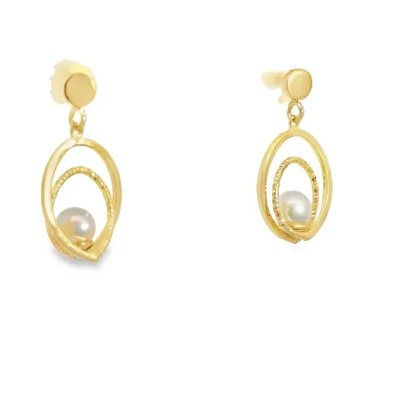 Sterling Silver Freshwater Pearl Oval Swirl Earrings Erickson Jewelers Iron Mountain, MI