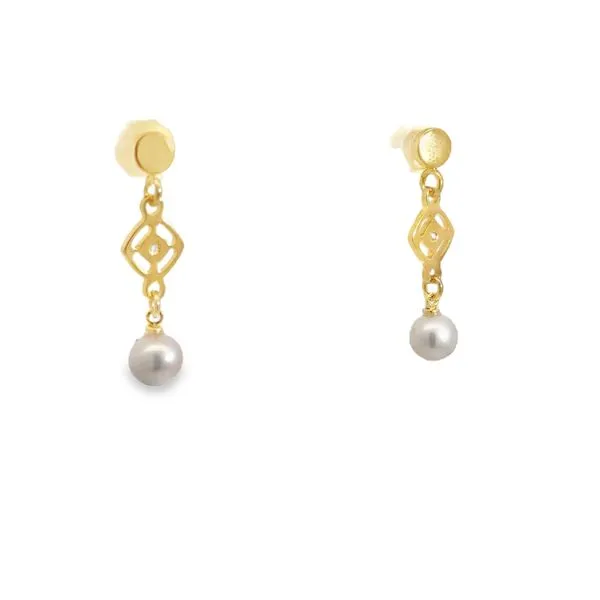 Sterling Silver Freshwater Pearl Open Square Earrings Erickson Jewelers Iron Mountain, MI