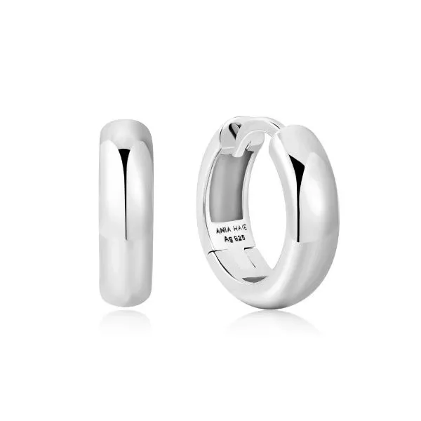 Sterling Silver Dome Band Huggie Hoop Earrings Erickson Jewelers Iron Mountain, MI