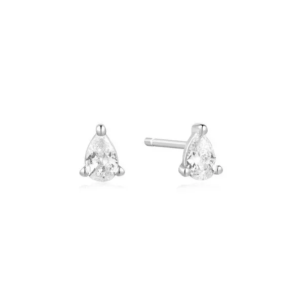 Sterling Silver Pear Shaped Cubic Zirconia Stud Earrings Erickson Jewelers Iron Mountain, MI