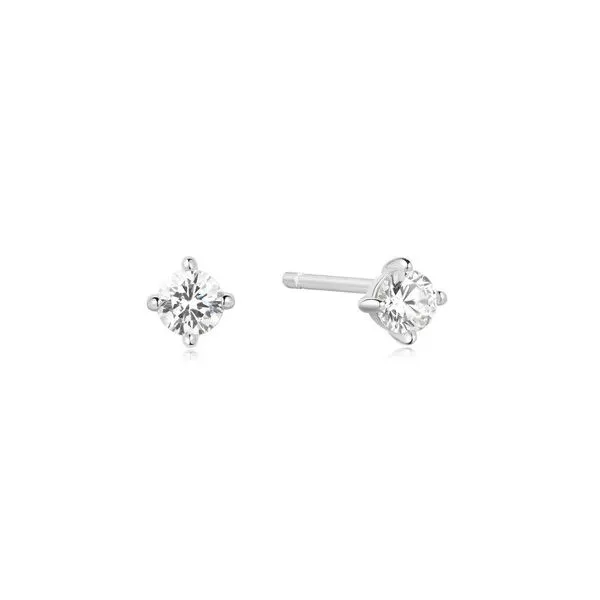 Sterling Silver Round Cubic Zirconia Stud Earrings Erickson Jewelers Iron Mountain, MI