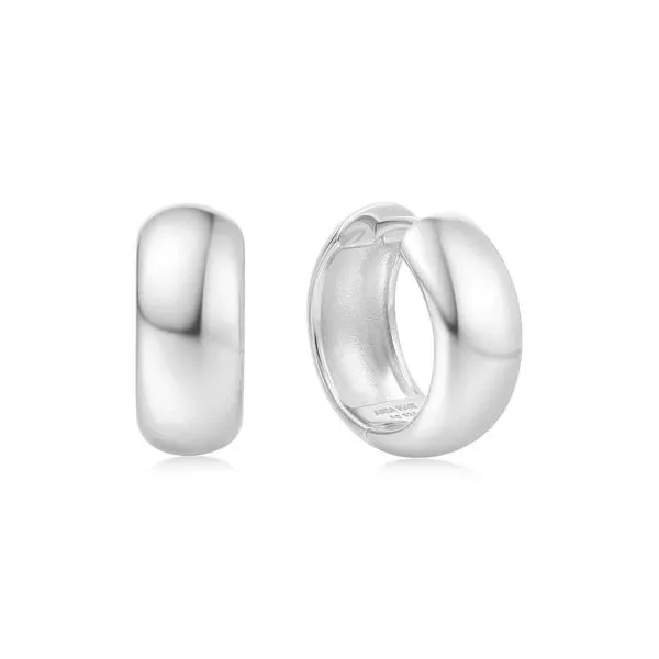 Sterling Silver Chubby Medium Huggie Hoop Earrings Erickson Jewelers Iron Mountain, MI