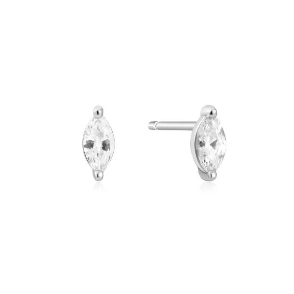 Sterling Silver Marquise Shaped Cubic Zirconia Stud Earrings Erickson Jewelers Iron Mountain, MI