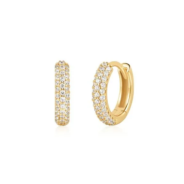 Sterling Silver Pave Cubic Zirconia Huggie Hoop Earrings Erickson Jewelers Iron Mountain, MI