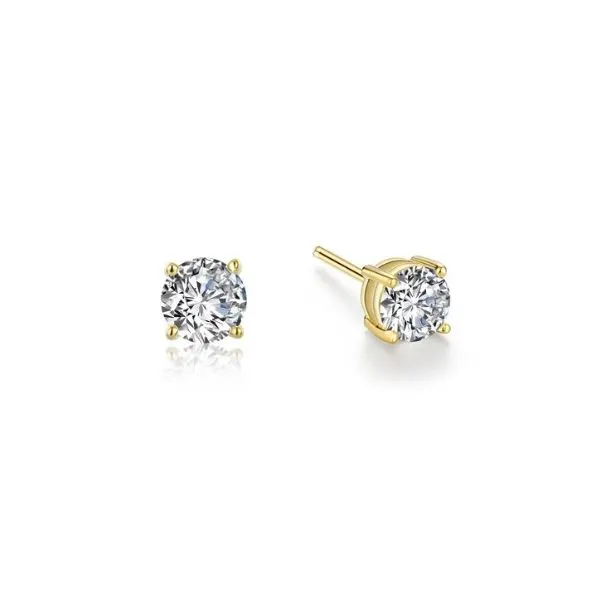Sterling Silver with Yellow Gold Plating Cubic Zirconia Stud Earrings Erickson Jewelers Iron Mountain, MI