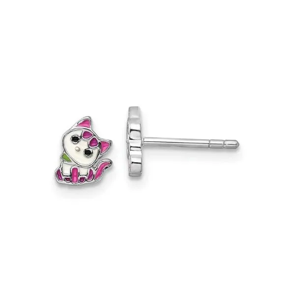 Sterling Silver Multicolored Enamel Kitty Earrings Erickson Jewelers Iron Mountain, MI