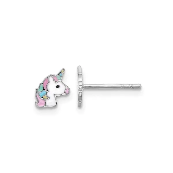 Sterling Silver Unicorn Stud Earrings Erickson Jewelers Iron Mountain, MI