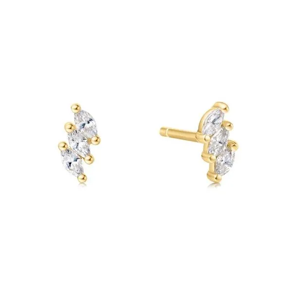 Sterling Silver with Yellow Gold Plating Triple Marq Shaped Stud Earrings Erickson Jewelers Iron Mountain, MI