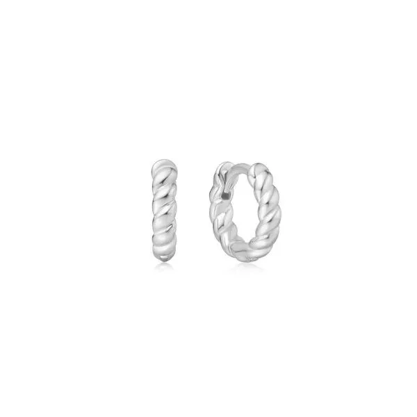 Sterling Silver Texture Small Huggie Hoop Earrings Erickson Jewelers Iron Mountain, MI
