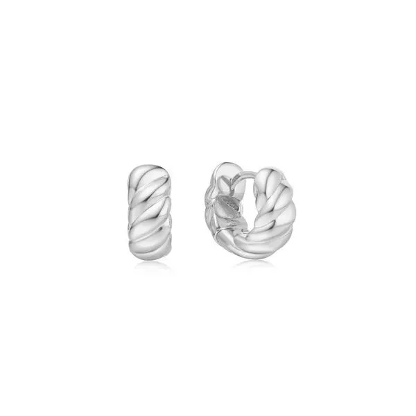 Sterling Silver Bold Texture Small Huggie Hoop Earrings Erickson Jewelers Iron Mountain, MI