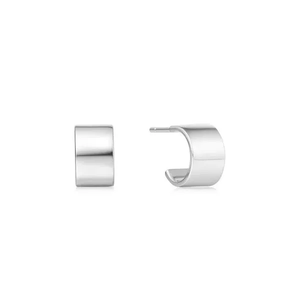 Sterling Silver Flat Small Huggie Hoop Earrings Erickson Jewelers Iron Mountain, MI