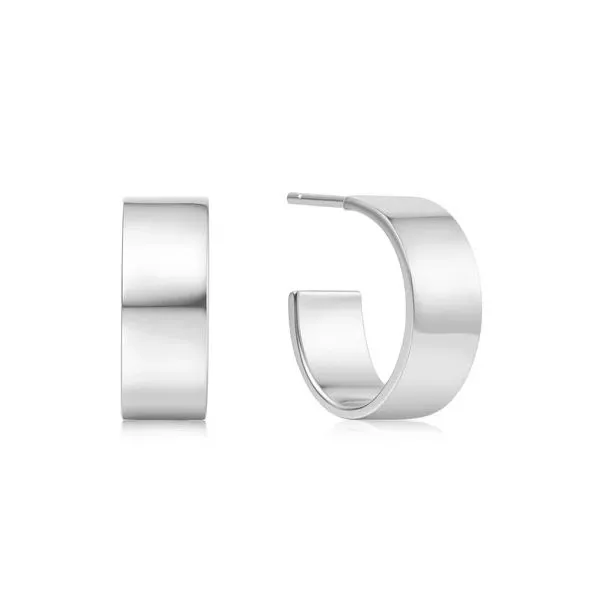 Sterling Silver Flat Medium Hoop Earrings Erickson Jewelers Iron Mountain, MI