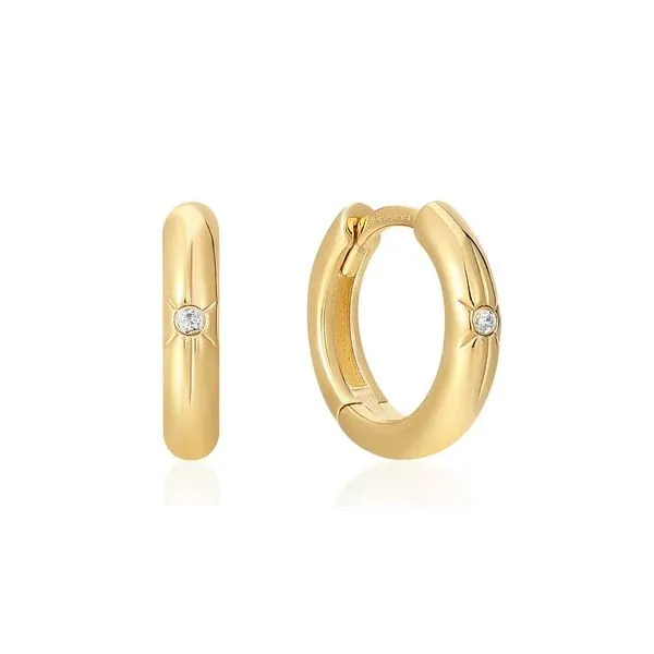 Sterling Silver and Yellow Gold Plated Star Huggie Hoop Earrings Erickson Jewelers Iron Mountain, MI