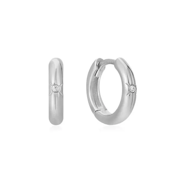 Sterling Silver Star Huggie Hoop Earrings Erickson Jewelers Iron Mountain, MI