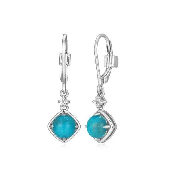 Sterling Silver Stabilized Turquoise and White Topaz Drop Earrings Erickson Jewelers Iron Mountain, MI
